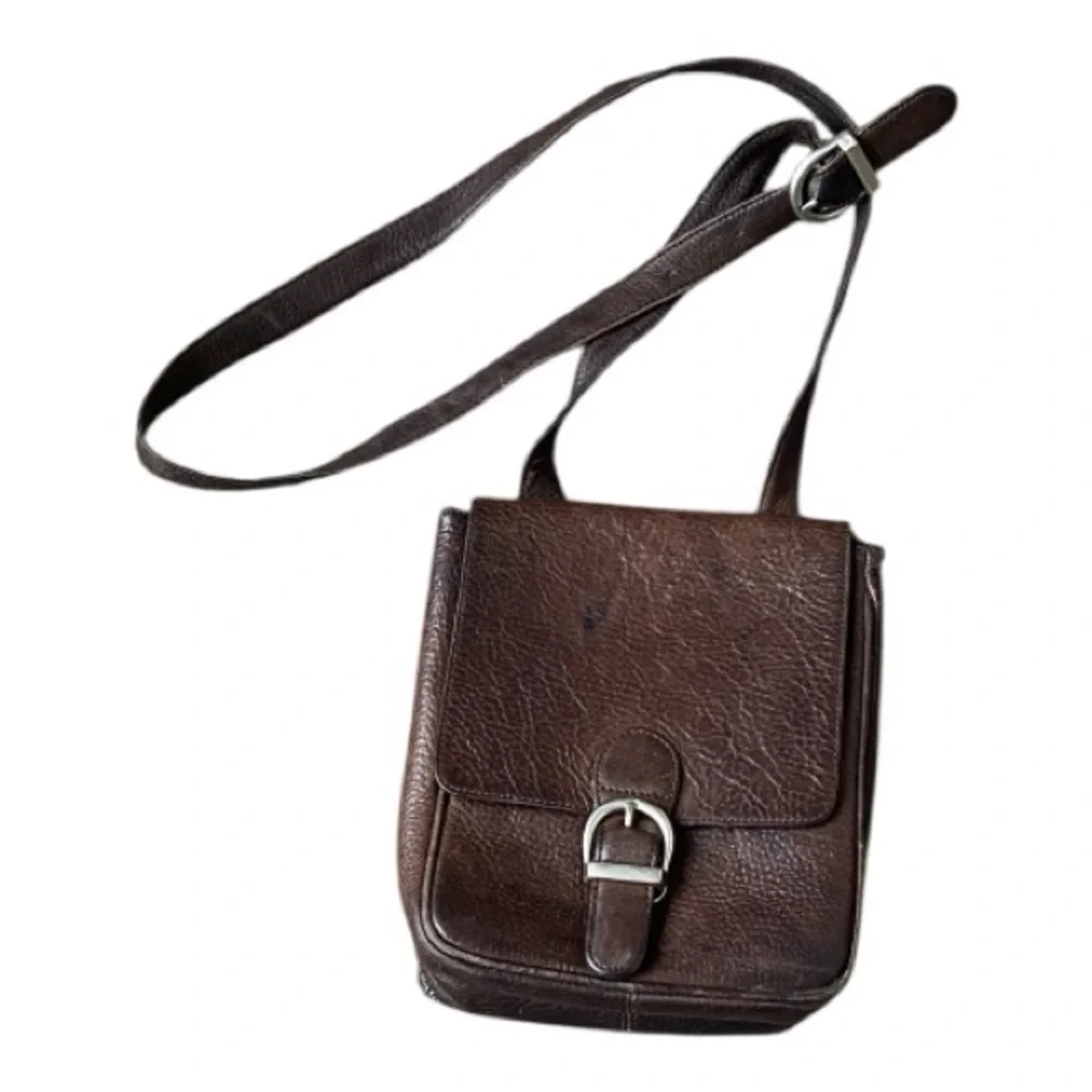 Eddie Bauer Dark Brown Leather Messenger Bag